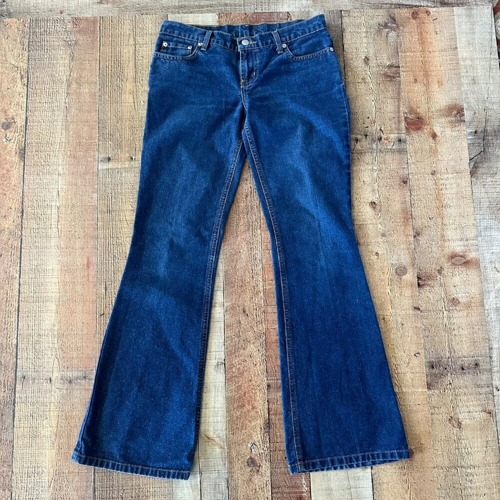 Ralph Lauren Womens Hipster Flare Jeans Size 5/6x32 Cotton/Polyester Dark Blue